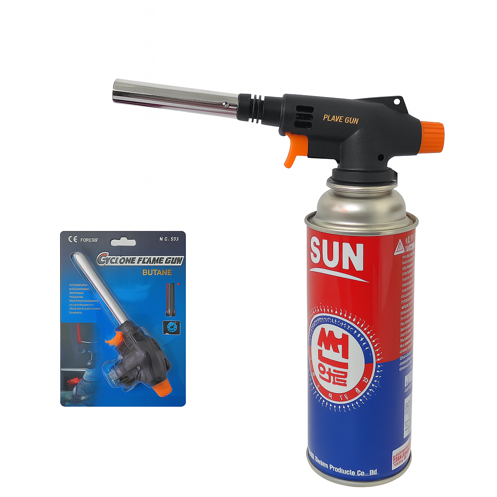 Газовая горелка Cyclone Flame Gun 930 с пьезоподжигом для пайки, кухни, розжиг, 1300°C